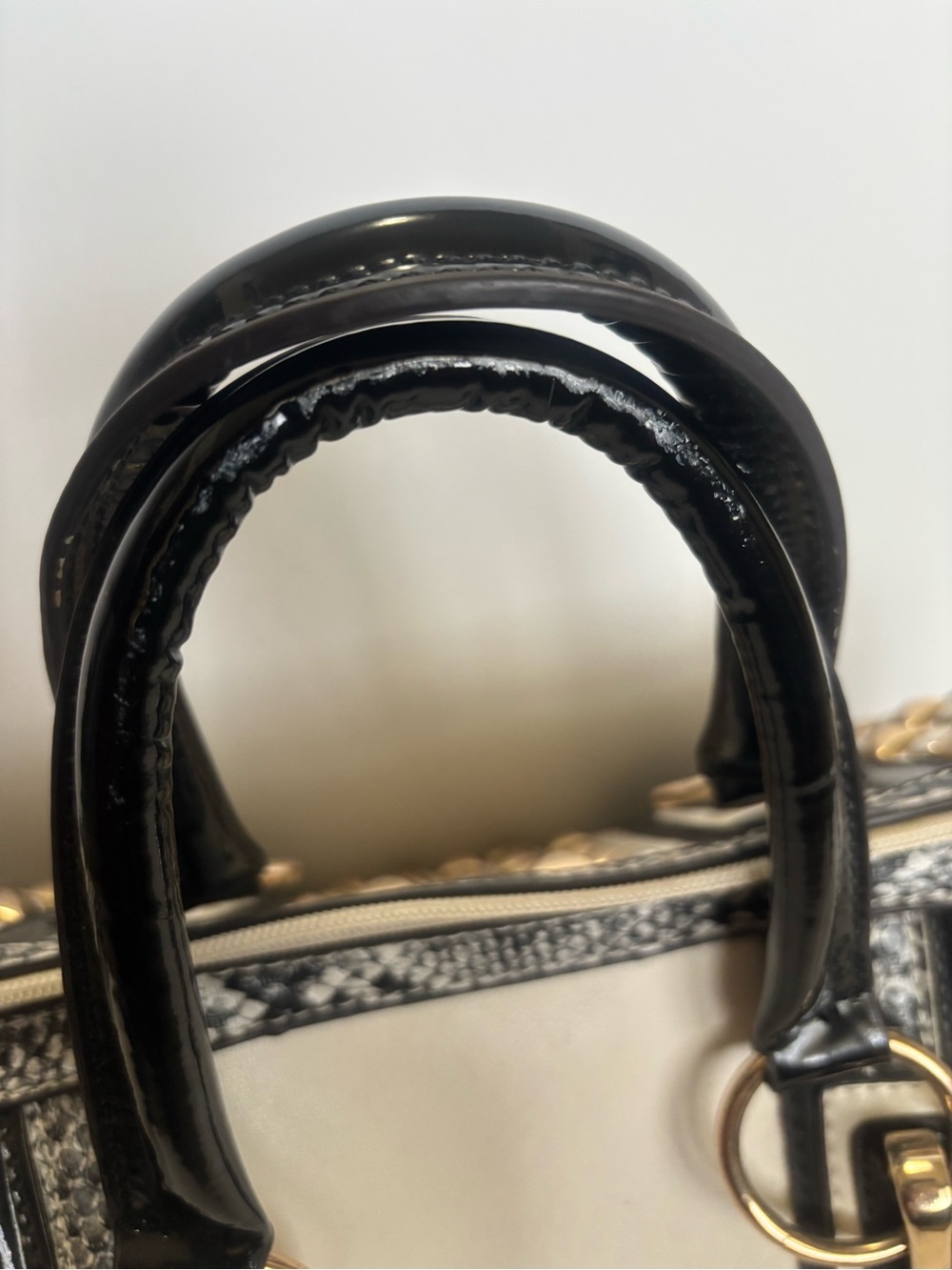 Nicole Lee Black and White Studded Satchel with Gold Accents - Picture 5 of 6